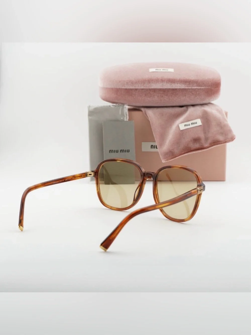 Miu Miu Oversized Square Sunglasses - Havana/ Yellow